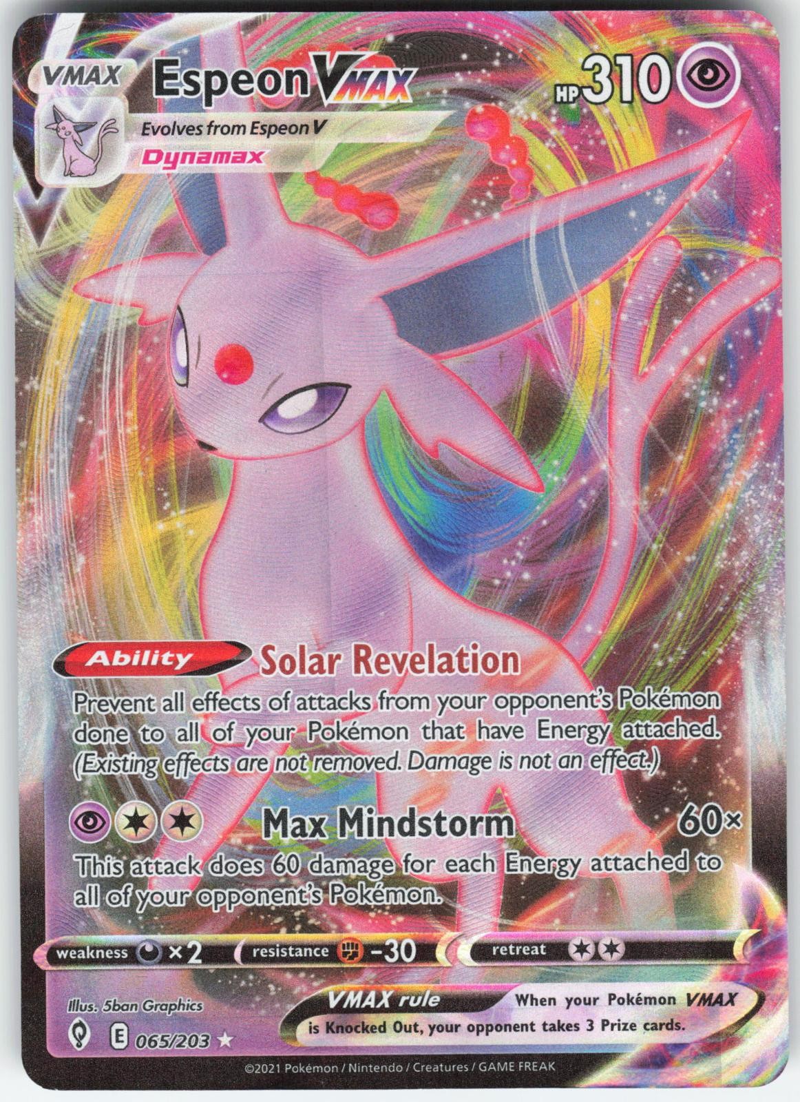 ESPEON VMAX 065/203 HOLO VMAX RARE EVOLVING SKIES POKEMON NM