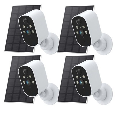 4Pcs Solar BatterCamera Outdoor Wireless WiFi Security Camera System Solar CCTV