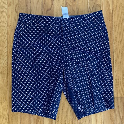 NWT Banana Republic Hampton Fit Bermuda Cotton Stretch Blue Geometric 6