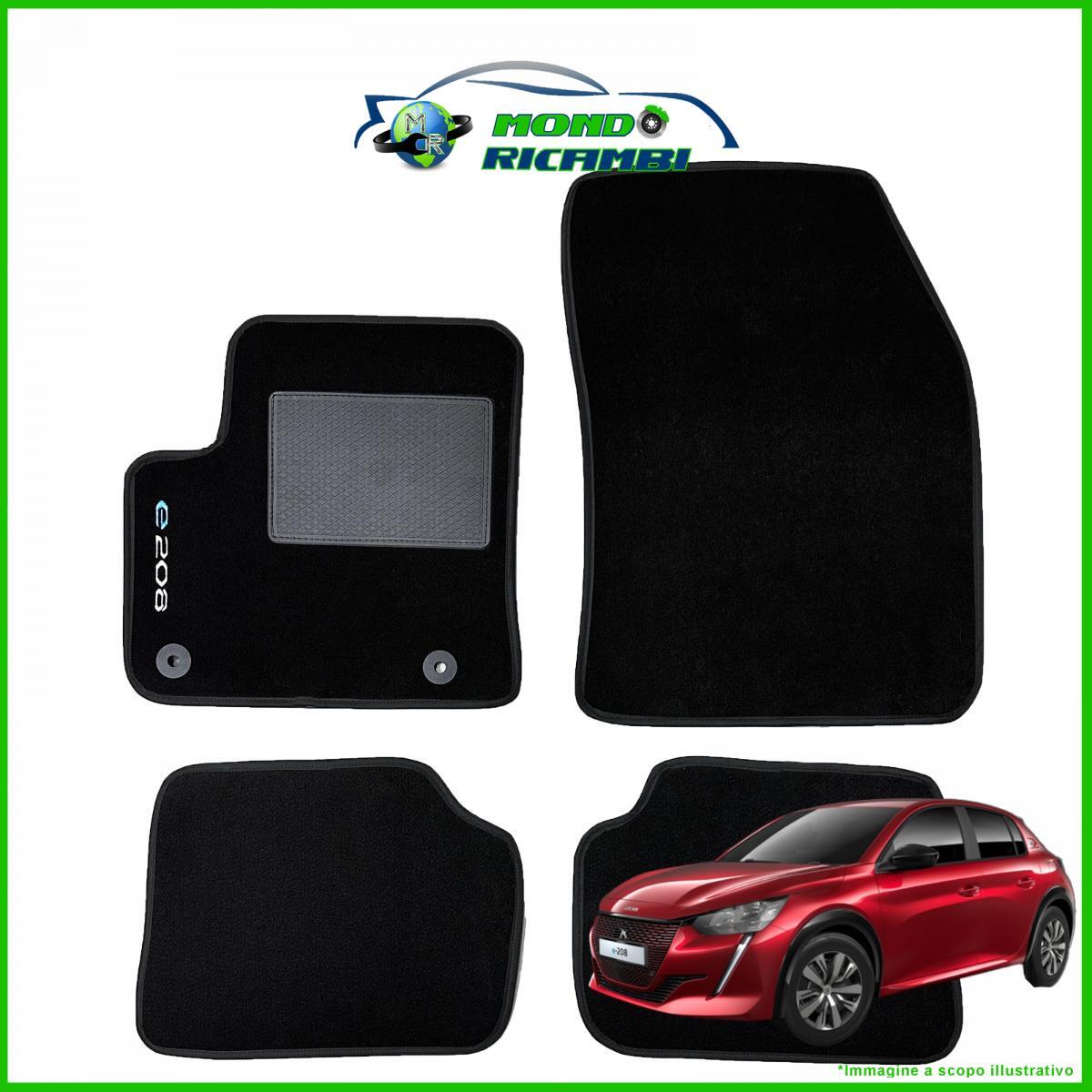 SERIE 4 TAPPETI - TAPPETINI IN MOQUETTE NERI PER PEUGEOT e-208 2019-> ELETTRICA