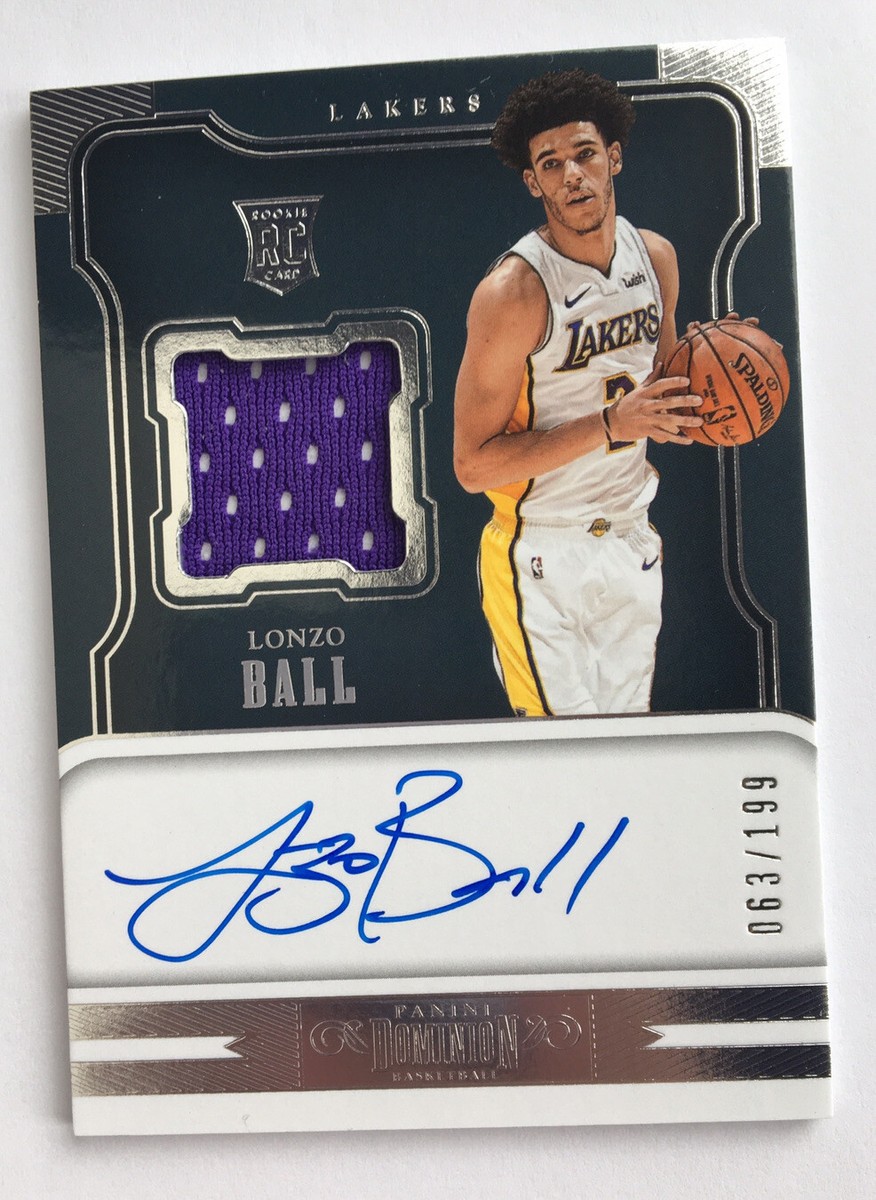 2017-18 Panini Dominion Jersey /199 Lonzo Ball #168 Rookie On Card 