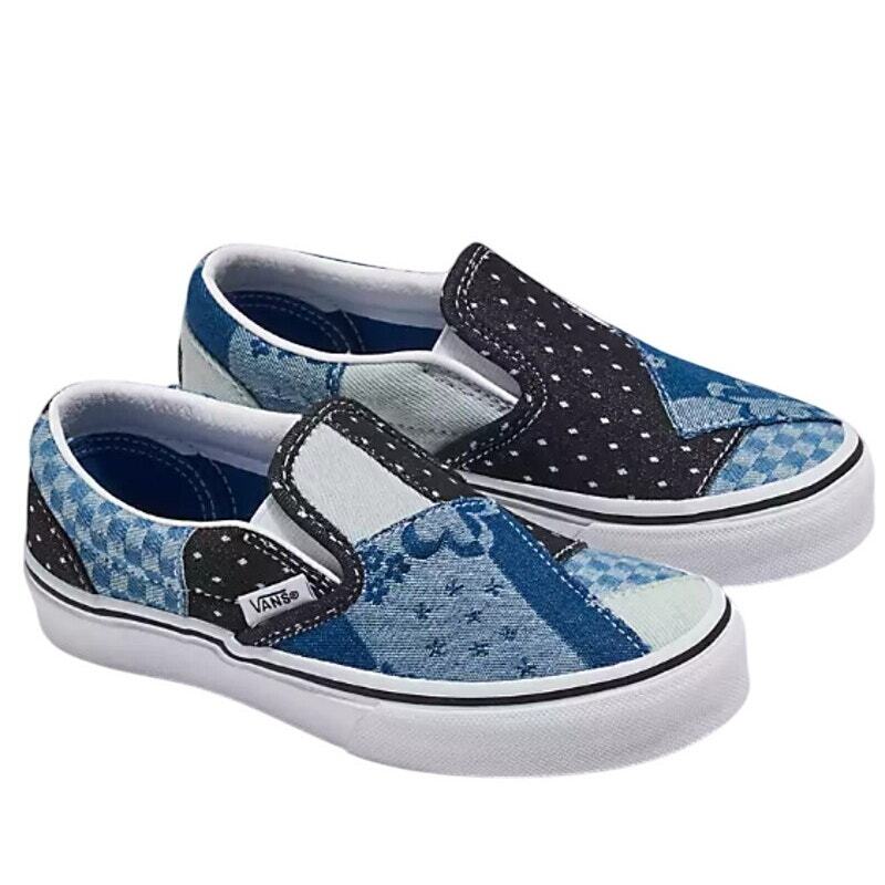 Vans Unisex Youth Classic Slip-On Shoe Patch Denim Navy/True