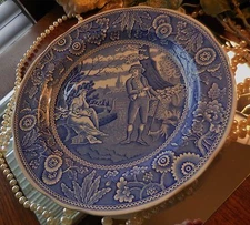 Spode China Made in England Blue Room Collection - Woodman Pattern Dinner Plate