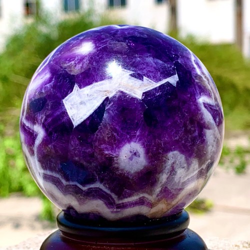 354G Natural beautiful Dream Amethyst Quartz Crystal Sphere Ball Healing - 第 1/15 張圖片