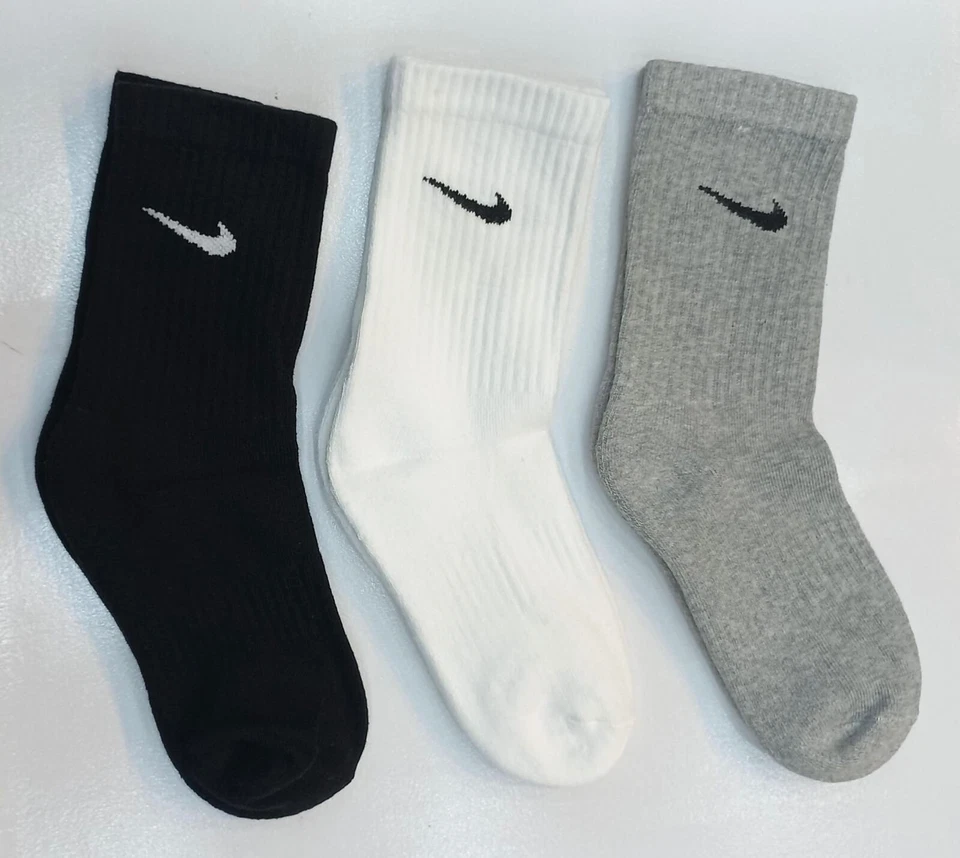 Nike Adult Cushioned Training Crew Socks Pack of 3 Pairs Unisex Grey-White-Black - Image 3 of 4