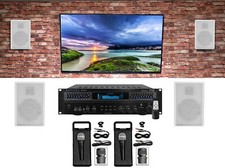 Technical Pro Home Karaoke Machine System 4 5.25" White Wall Mount Speakers