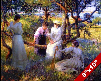 REST AFTER A BIT OF TENNIS IMPRESSIONIST OIL PAINTING ART REAL CANVAS PRINT