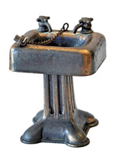 ÉVIER vintage années 70 Durham Industries métal moulé sous pression avec bouchon de vidange maison de poupée bronze