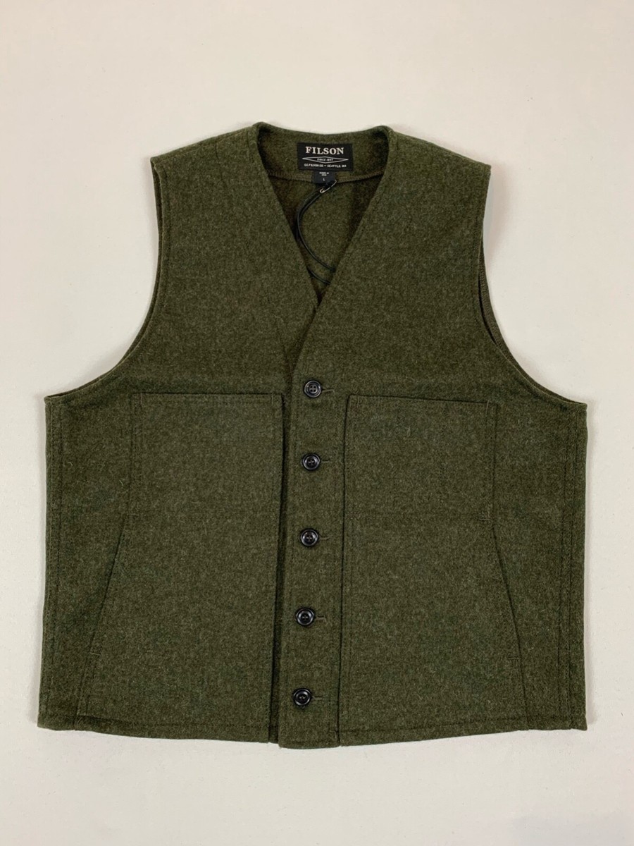 FILSON MACKINAW WOOL VEST FOREST GREEN L NWT | eBay
