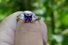 Vintage Designer Style Sterling Silver  Amethyst Ring - Size 6 / 3.7 Grams