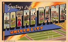 IN - 1945 Greetings from Notre Dame Large Letter South Bend, Indiana  FOOTBALL