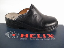 Helix Sabots Mules Mule Chaussons Chaussures Noir Cuir Véritable 52011