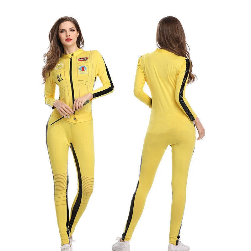 Ladies Kill Bill Costume – Uma Thurman Yellow Jumpsuit Fancy Dress Superhero Villain Outfit