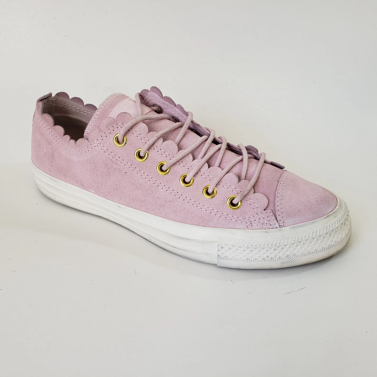 Converse Chuck Taylor Ox Sneakers Women 8 Pink Suede Scalloped