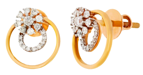 Boucles D'oreilles 14K Or Jaune Plaqué - Simili Diamant 2CT, Fermoir Papillon