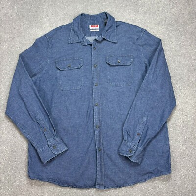 Wrangler Denim Shirt Adult Extra Large Blue Western Rodeo 90s Cowboy Horse  Men