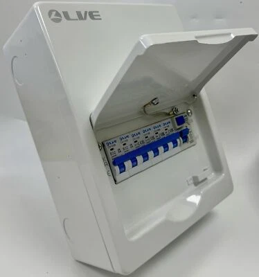 LIVE ELECTRICAL LIVE 8-fach Metall Verbrauchereinheit, 8 Module, 63A 30mA RCD, 2x6A, 2x16A, 2x32A