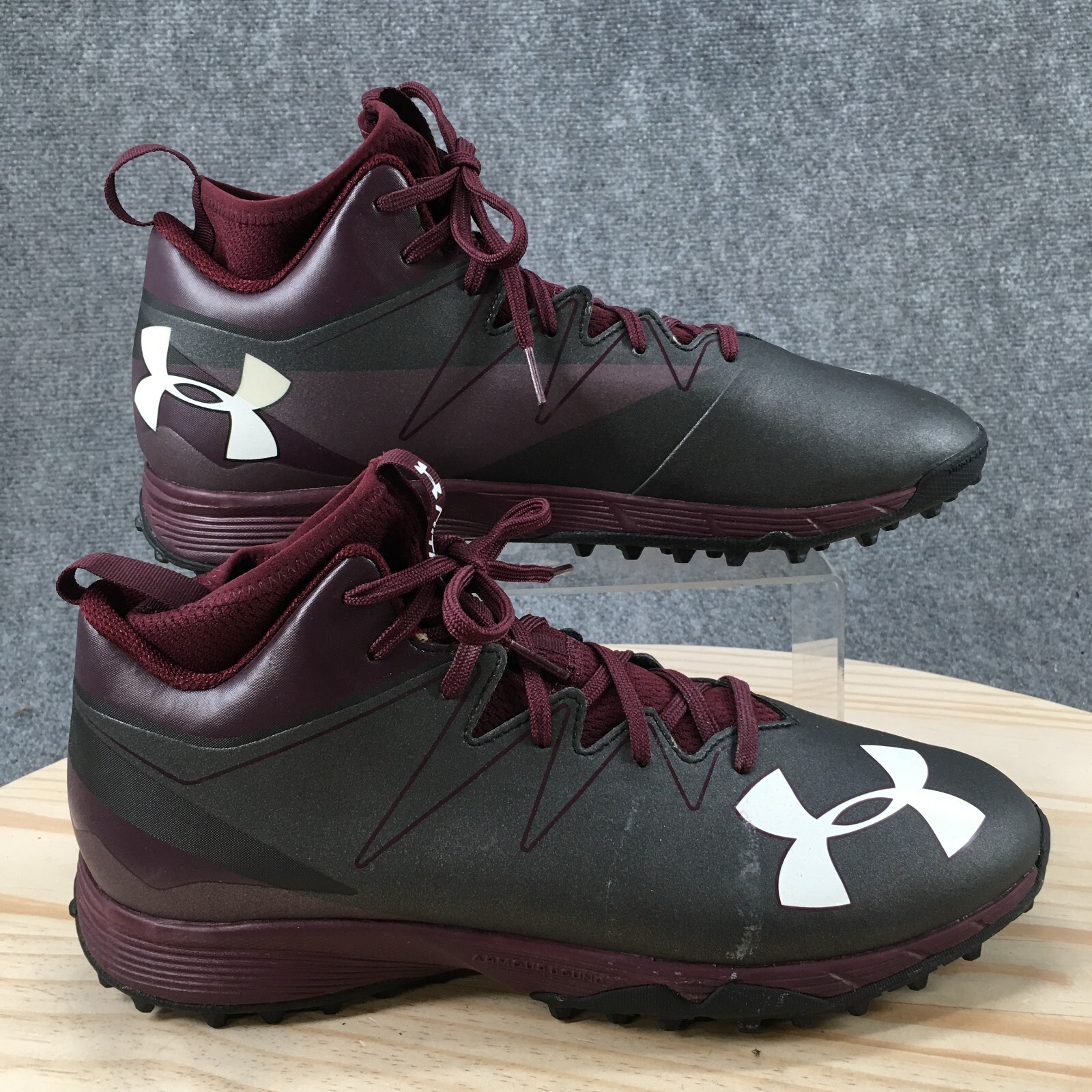 Under Armour Shoes Mens 12 Football Cleats Burgundy Lace Up Mid