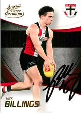Signed 2022 St Kilda Saints AFL Select Optimum Card - Jack Billings