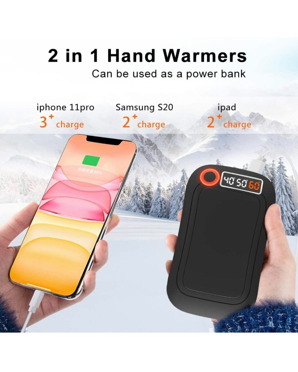 Hand Warmers Rechargeable, 10000mAh Reusable Hand Warmer, Electric