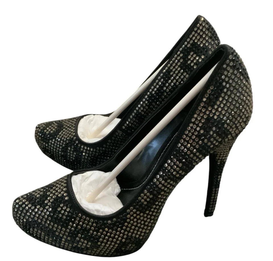 Zapatos de tacón alto Report Signature blancos negros estrás plataforma leopardo 8 Foto 2 de 4