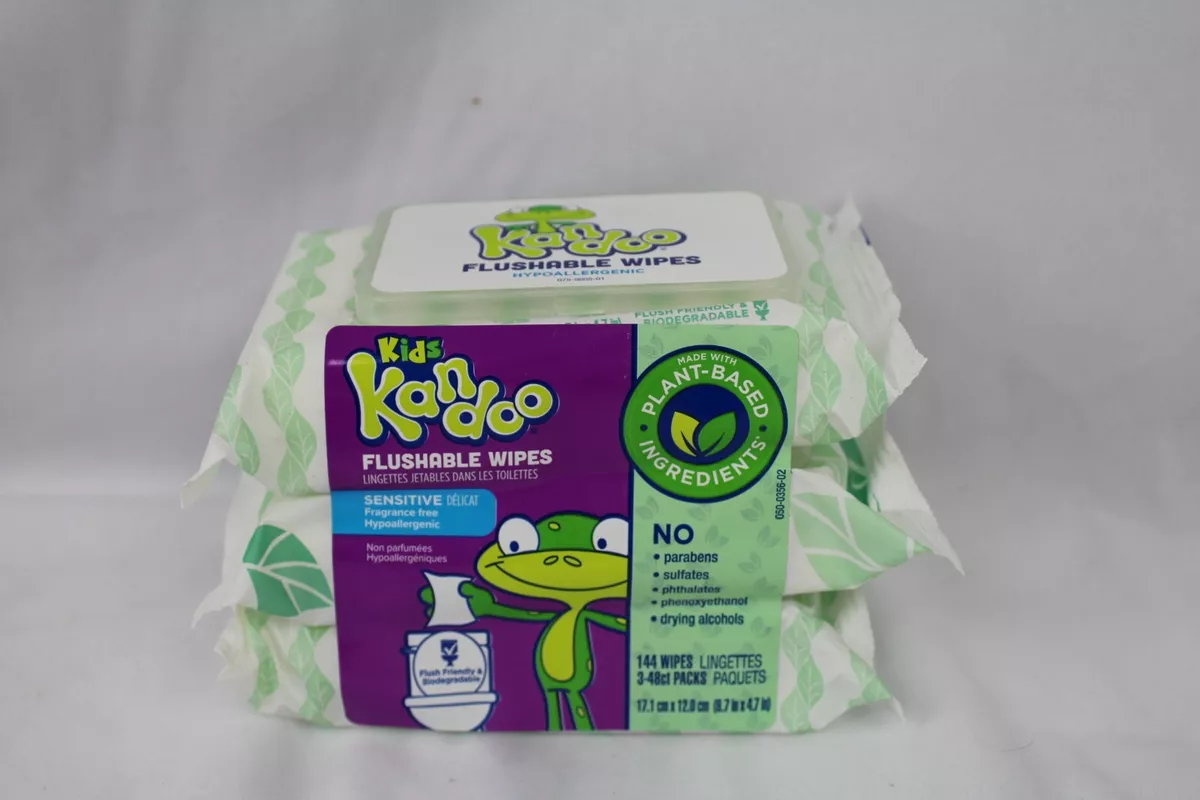 Kandoo Sensitive Flushable Cleansing Wet Wipes, Fragrance Free, 144 Wipes  Total