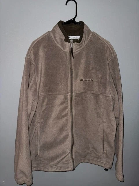 Columbia Brown Fleece Jacket Full Zip Mens Size L Outdoor Hiking Camping Wear
