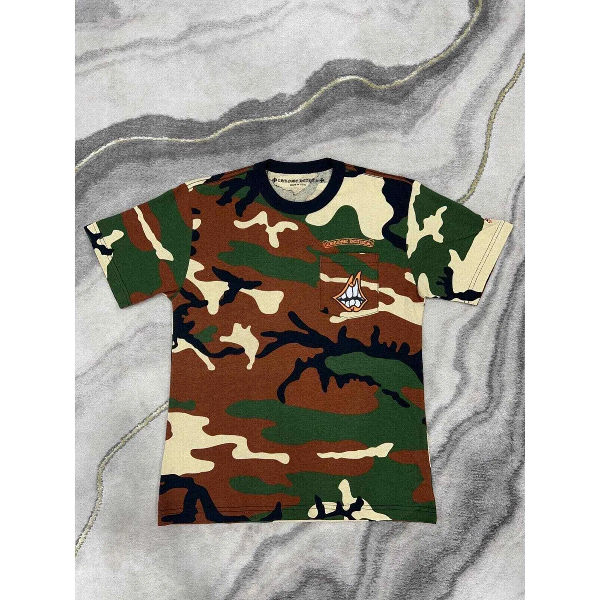 Chrome Hearts Matty Boy Caution Camo Camouflage Green T-shirt Shirt Tee Small S