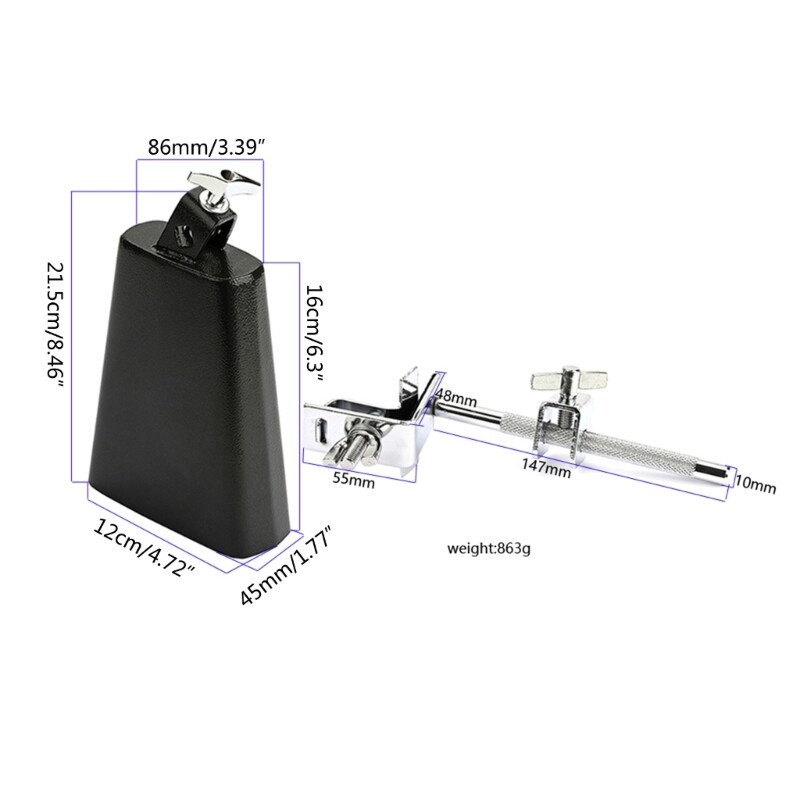 Drum Hoop Mounted Cowbell Holder with Cowbell Music Instrument