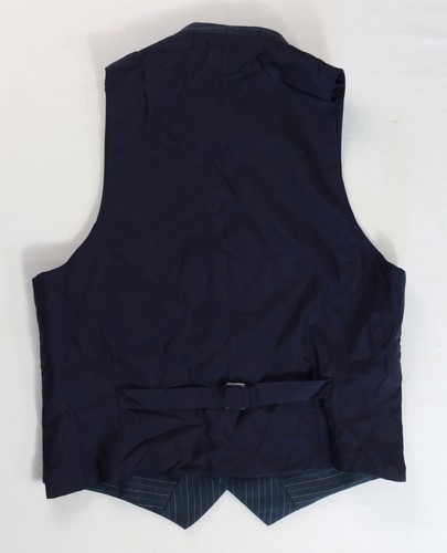Vintage Waistcoat Vest Wool Blue-Gray Striped 36-38 - Picture 6 of 24