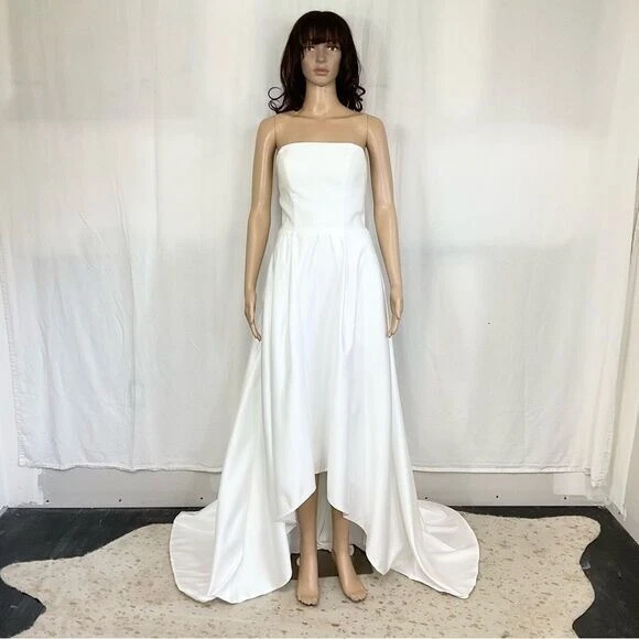 NEW Mori Lee style 21644 ivory satin high low hem line maxi gown wedding 2 - Image 2 of 4