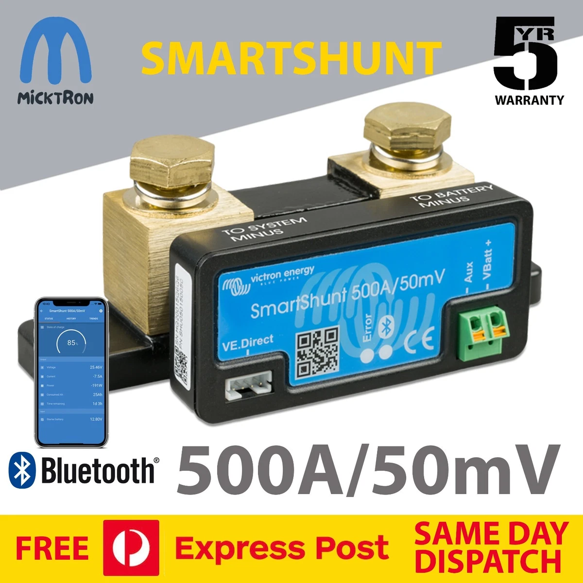 Victron Smart Shunt 500A Battery Monitor Smartshunt SHU050150050