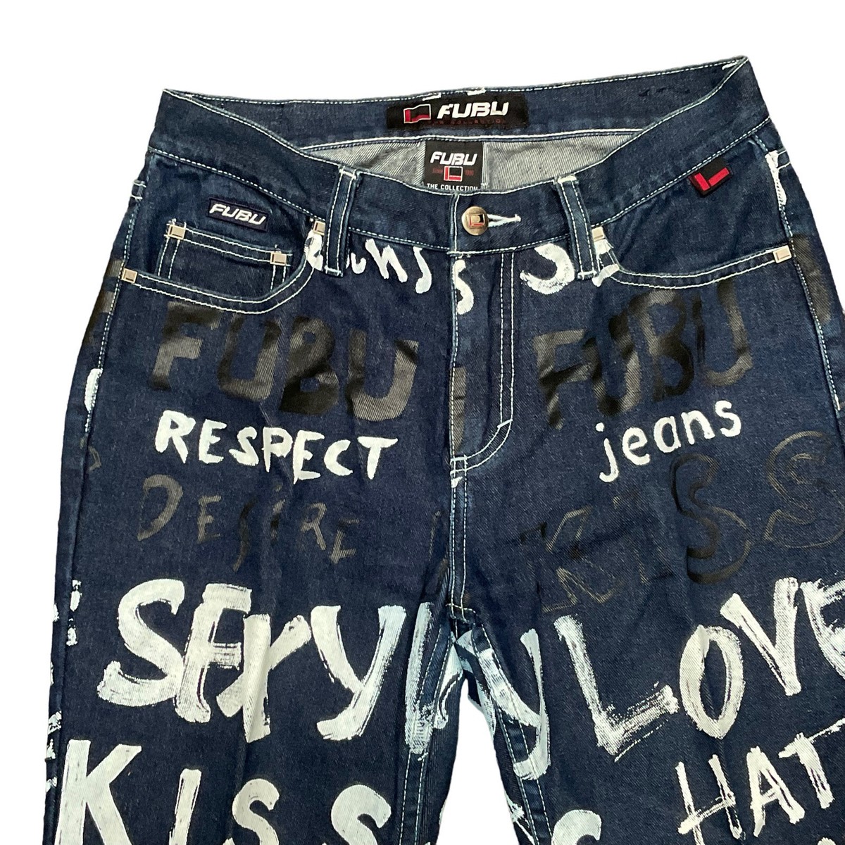 90s FUBU Graffiti Jeans Sexy Hip Hop Boho Statement 90s FUBU Graffiti Jeans Sexy Hip Hop Boho Statement