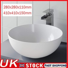 410/280mm Round Counter Top Basin Cloakroom Bathroom Wash Sink | ETIVE White UK