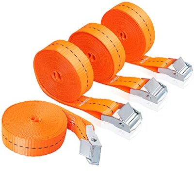 4 Pack Adjustable Tie Down Ratchet Straps with Cam Buckles, 1''x16FT