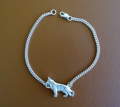 Sterling Silver German Shepherd Dog Standing Study Bracelet