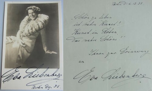 Opernsängerin Eva LIEBENBERG (1890-1971): Signiertes Foto Albumblatt BERLIN 1935 - Afbeelding 1 van 12