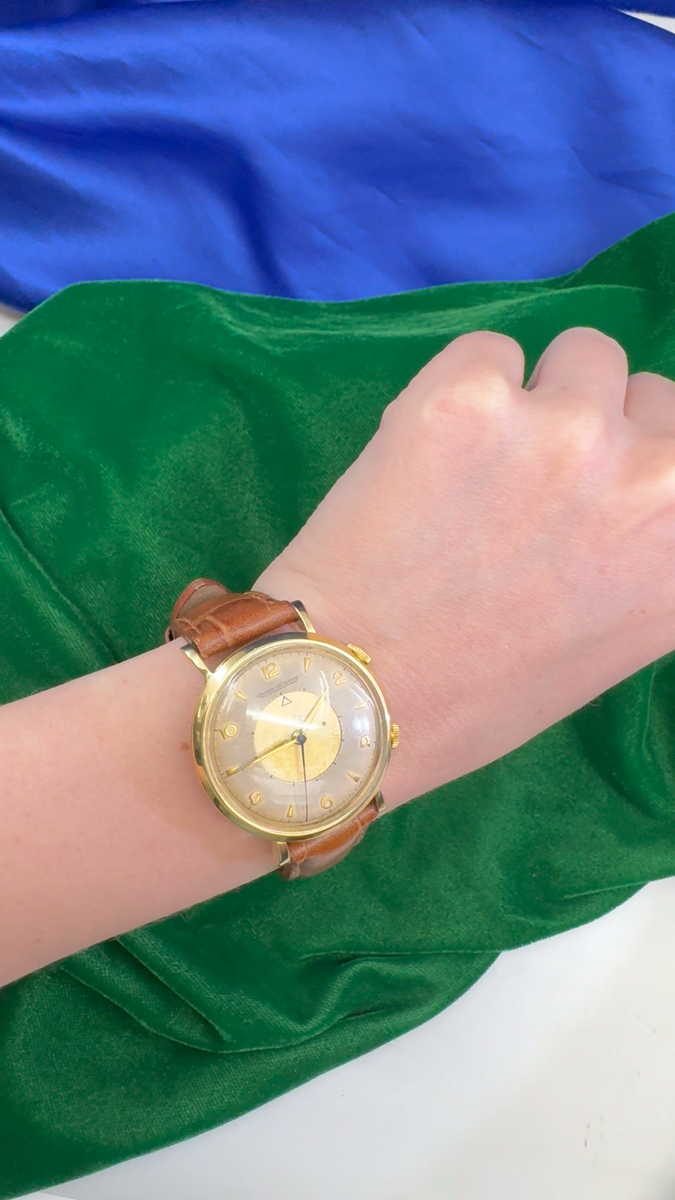 Vintage 1950s Men's Jaeger LeCoultre Memovox Watch 18K Yellow Gold