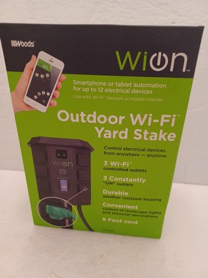 WiOn OUTDOOR WI-FI Yard Stake CONTROL DEVICE Model# 50056 3-OUTLETS NEW
