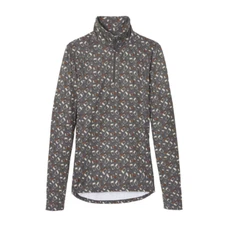 Dover Saddlery Ladies' Cascade Tech Print Quarter-Zip Top Tossed Stirrups Small