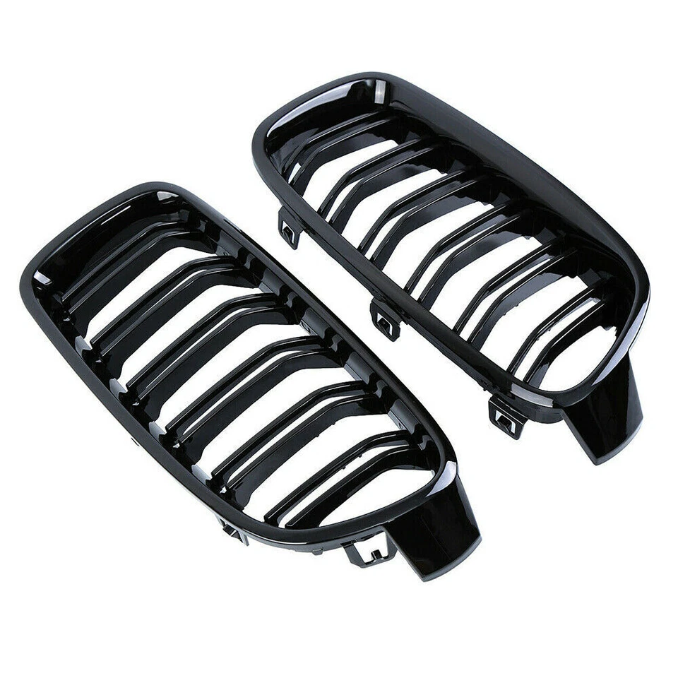 For BMW 13-19 F30 F31 3-Series 320i 328i Front Kidney Grille Grill Gloss Black Foto 3 de 4