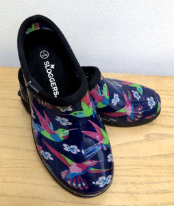 SLOGGERS Garden Yard Water Rain Shoes Clogs HUMMINGBIRD Design Women's Size 7