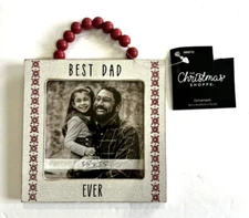 The Christmas Shoppe Photo Frame Ornament Best Dad Ever 3.5" x 3.5" NEW