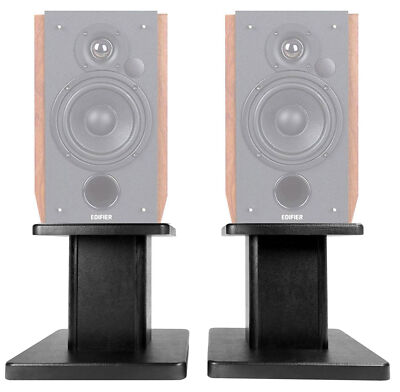 (2) 8  Black Bookshelf Speaker Stands For Edifier R1700BT Bookshelf Speakers