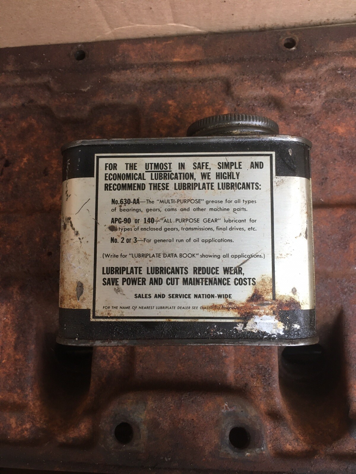 Vintage Fiske Brothers Refining Co. Lubriplate Can Tin Gas Oil