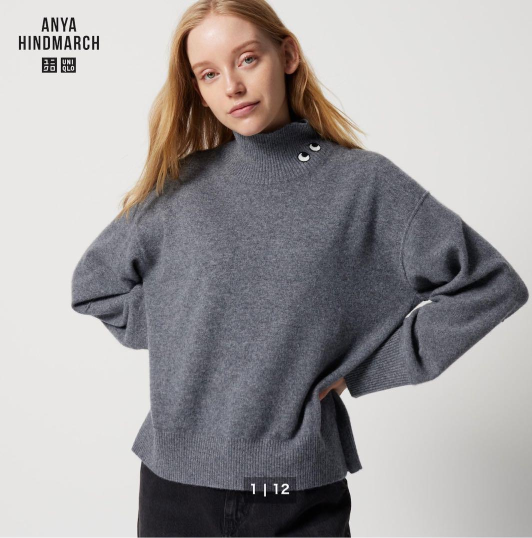 Uniqlo x Anya Hindmarch Gray Size:L High Neck LS 100% Cashmere 