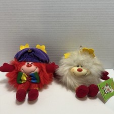 Vintage Lot Of 2 Rainbow Brite Sprite Red W Hat &White Plush Hallmark Toy 1983