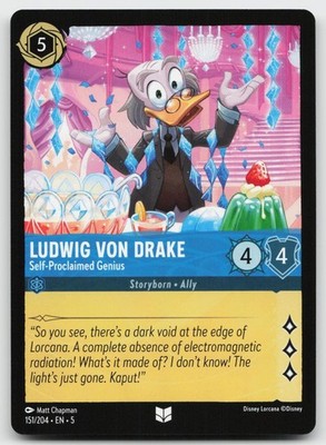 Ludwig Von Drake - Self-Proclaimed Genius 151/204 Shimmering Skies Lorcana NM