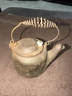 WAGNER WARE Sidney Ohio USA Heavy Cast Iron Tea Pot Kettle Wire Handle Vintage