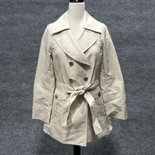 St John Jacket Womens 4 Beige Trench Rain Coat Putty Belted Double Breasted